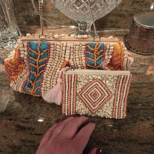Colorful Beaded Handbag And Wallet